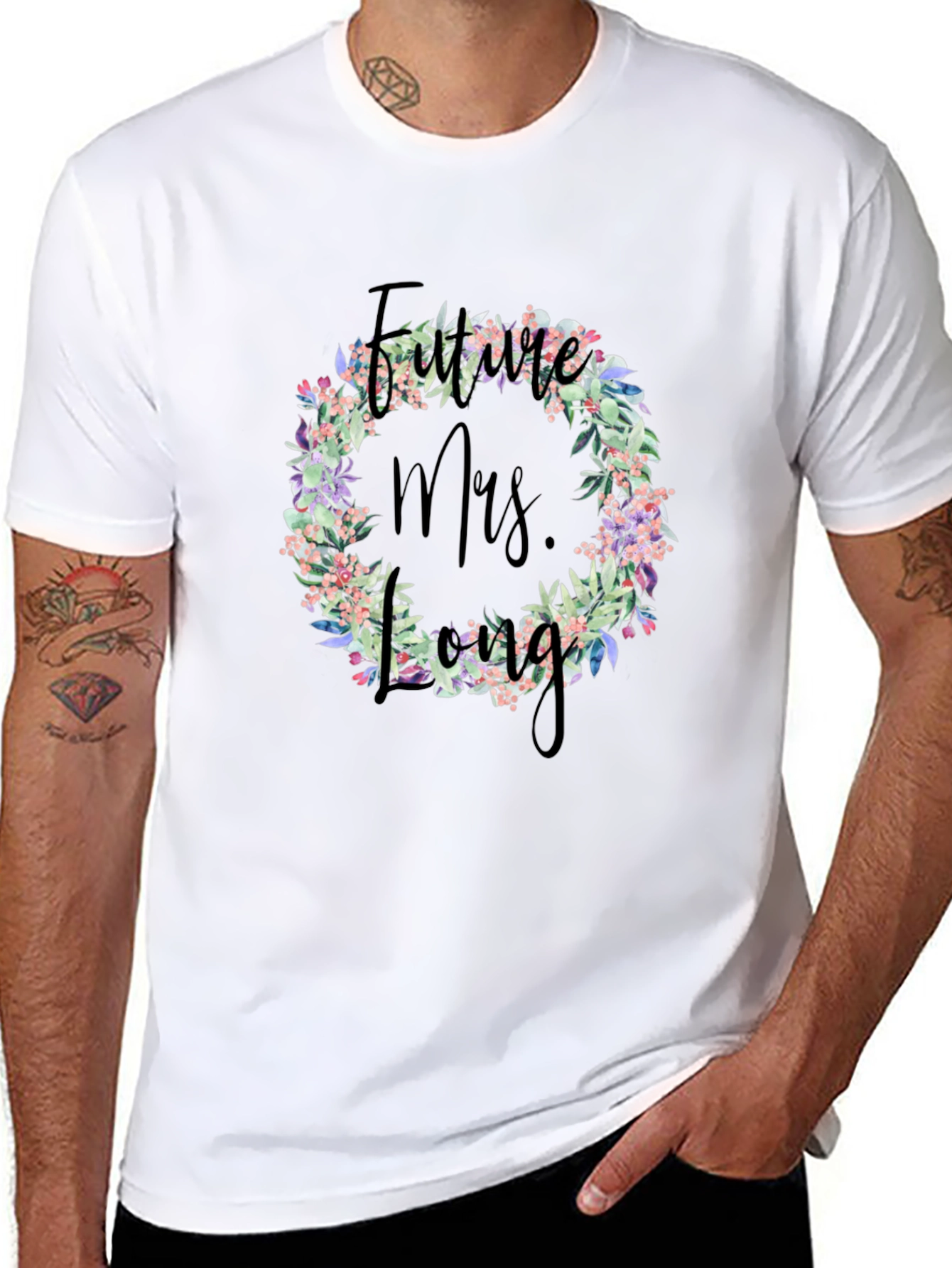 Future Mrs. Long Floral Wreath T-Shirt