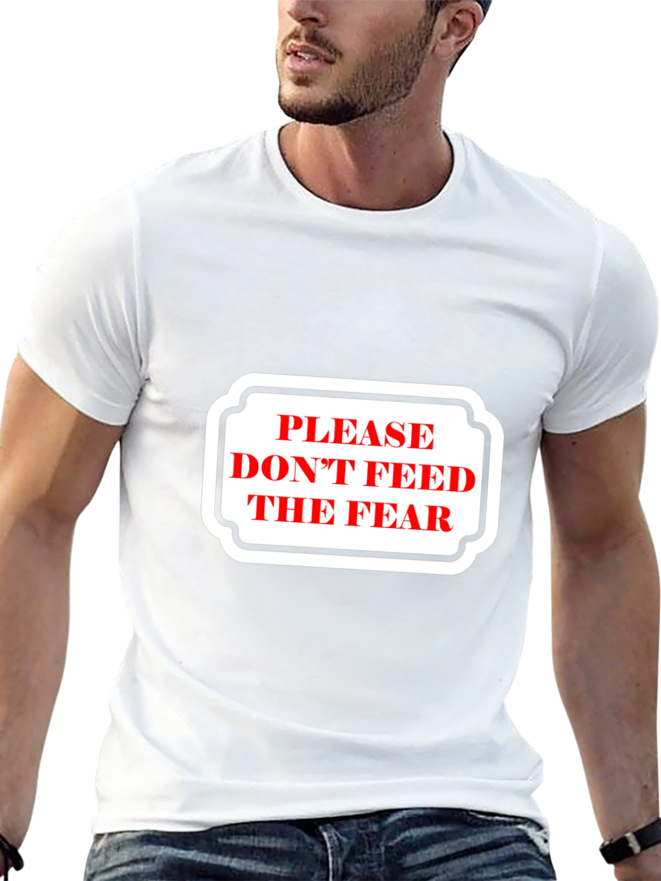 Please Dont Feed the Fear Graphic Tee - Black