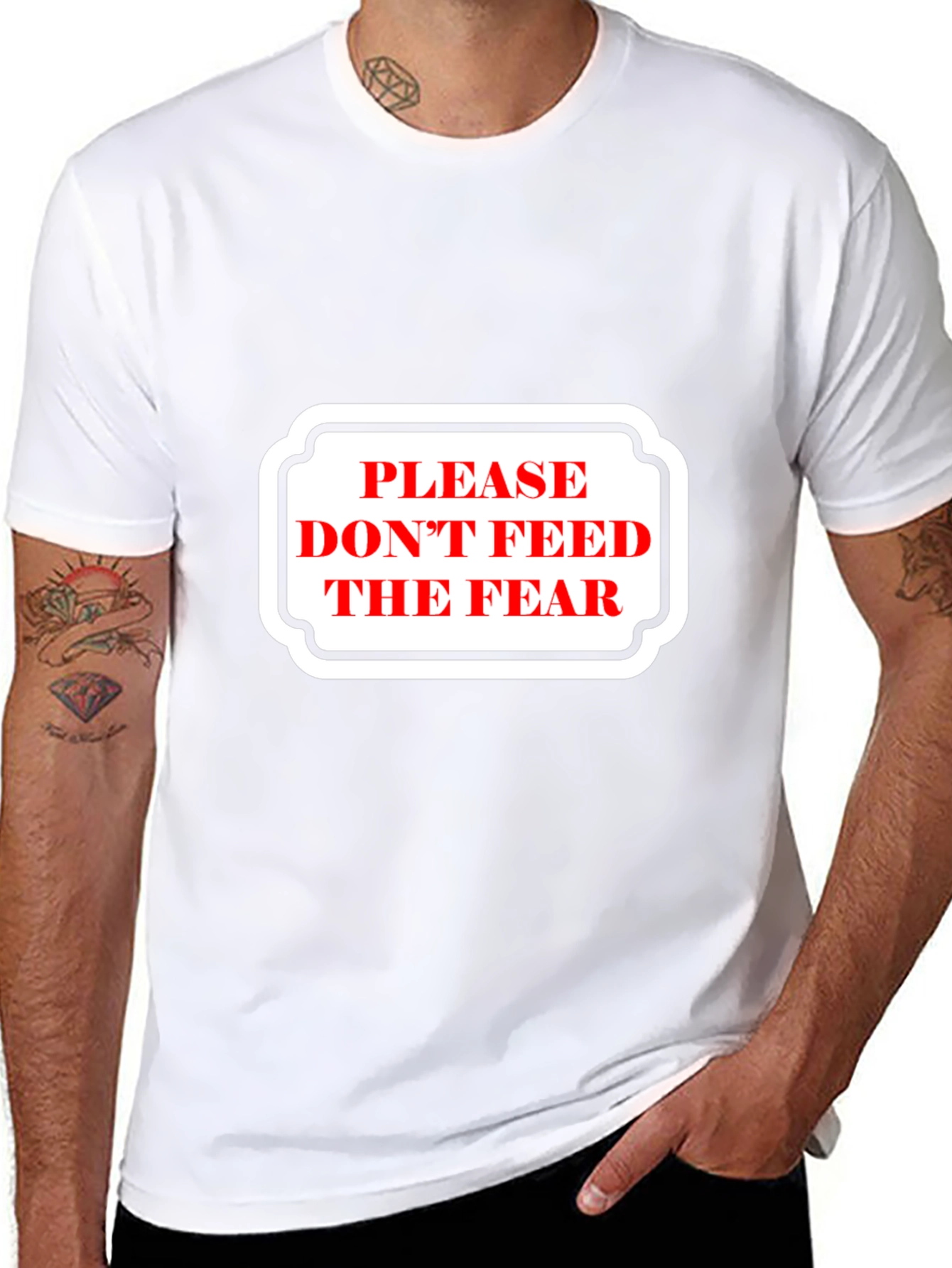 Please Dont Feed the Fear Graphic Tee - Black