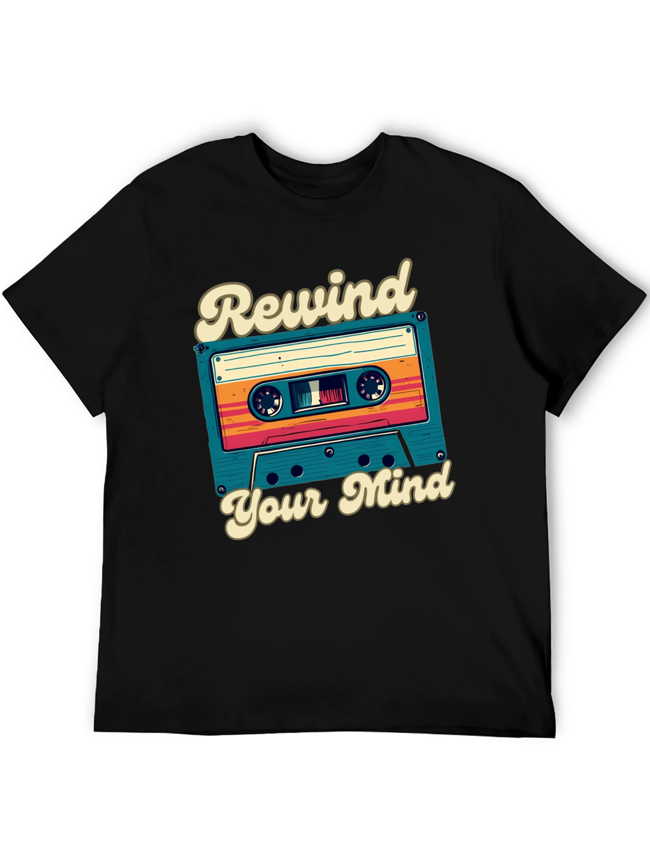 Retro Cassette Tape Rewind Your Mind Graphic Tee