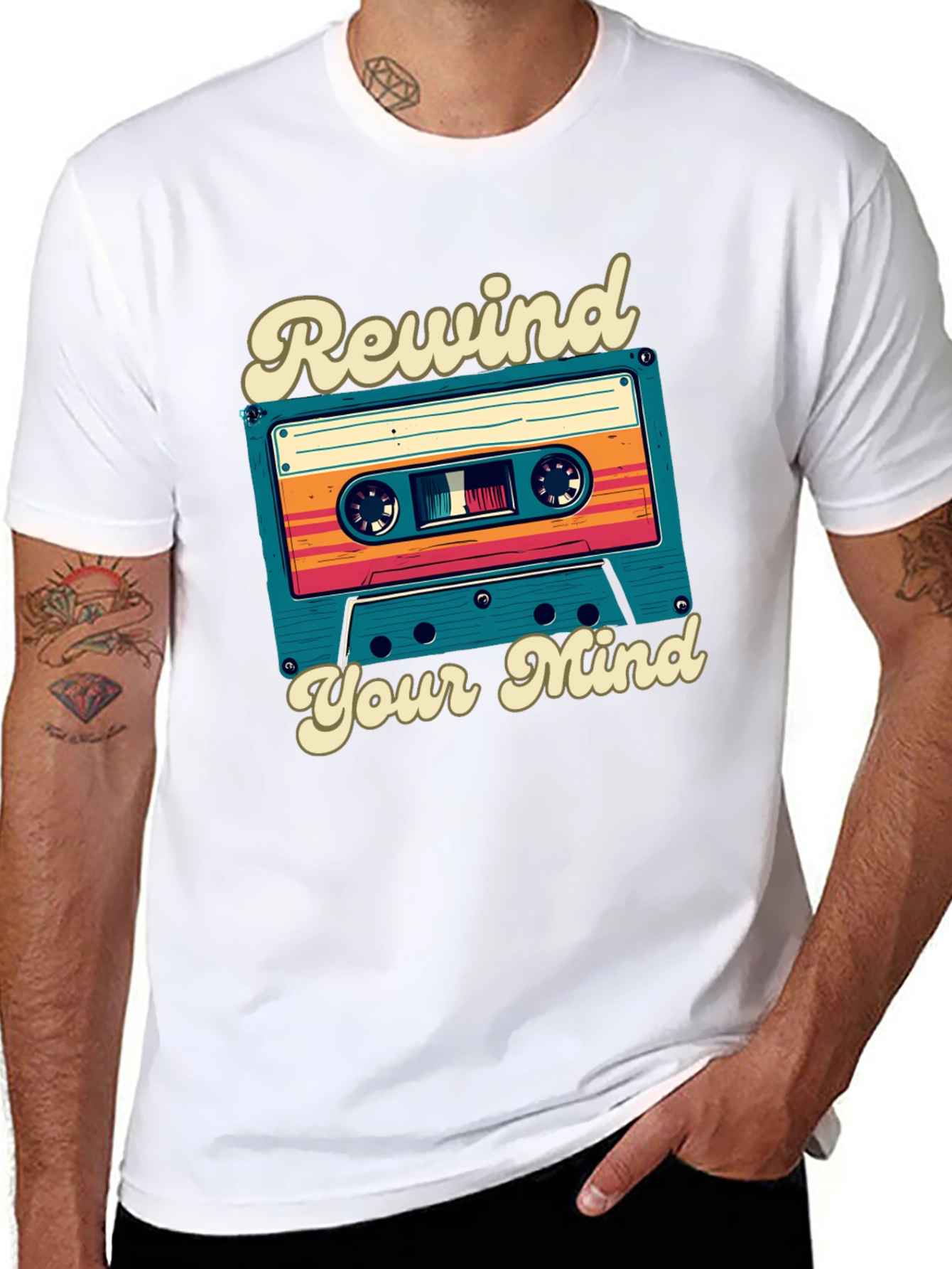 Retro Cassette Tape Rewind Your Mind Graphic Tee
