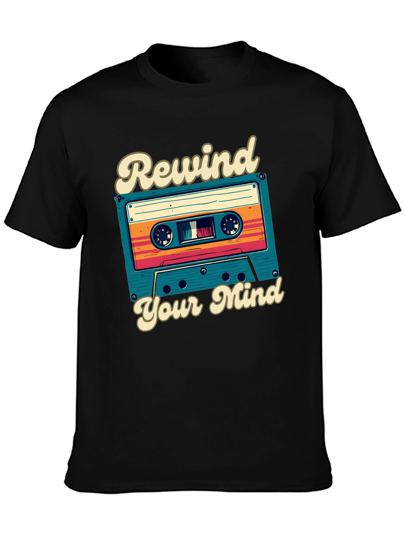 Retro Cassette Tape Rewind Your Mind Graphic Tee