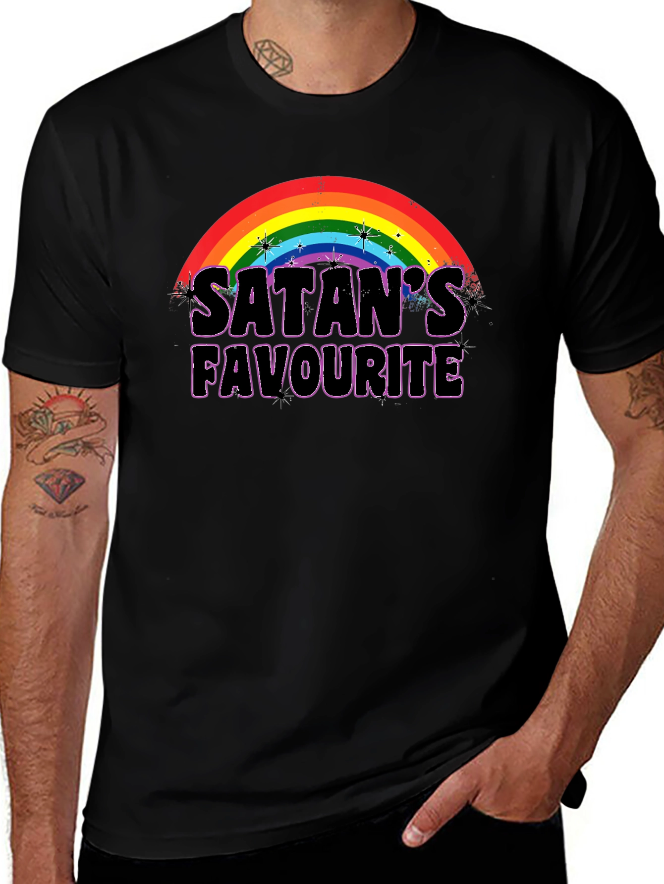 Satans Favorite Rainbow Graphic T-Shirt