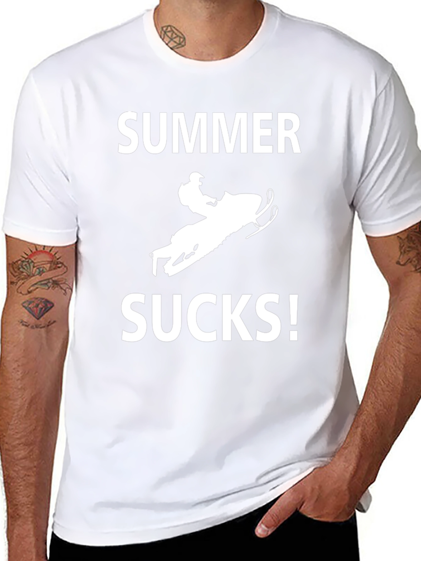 Summer Sucks Snowmobile T-Shirt - Black Cotton Tee