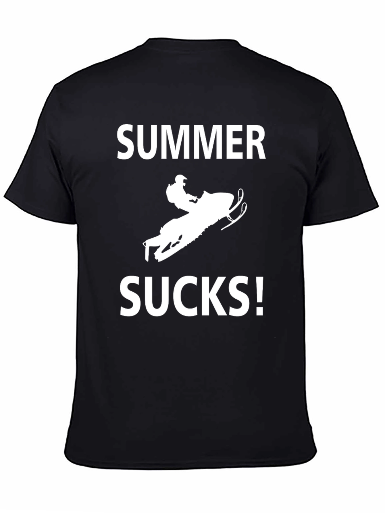 Summer Sucks Snowmobile T-Shirt - Black Cotton Tee
