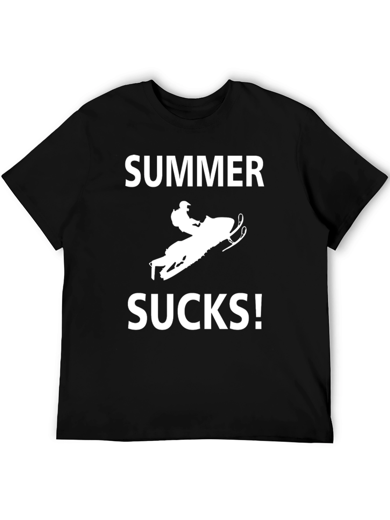 Summer Sucks Snowmobile T-Shirt - Black Cotton Tee