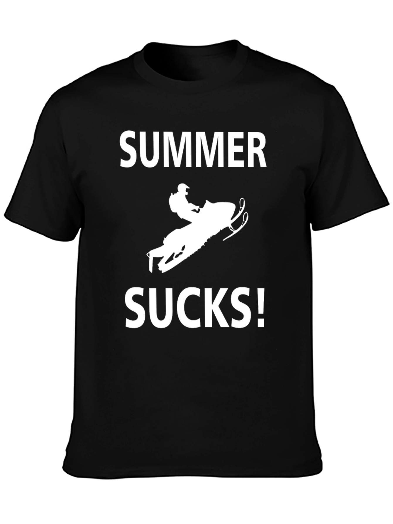Summer Sucks Snowmobile T-Shirt - Black Cotton Tee
