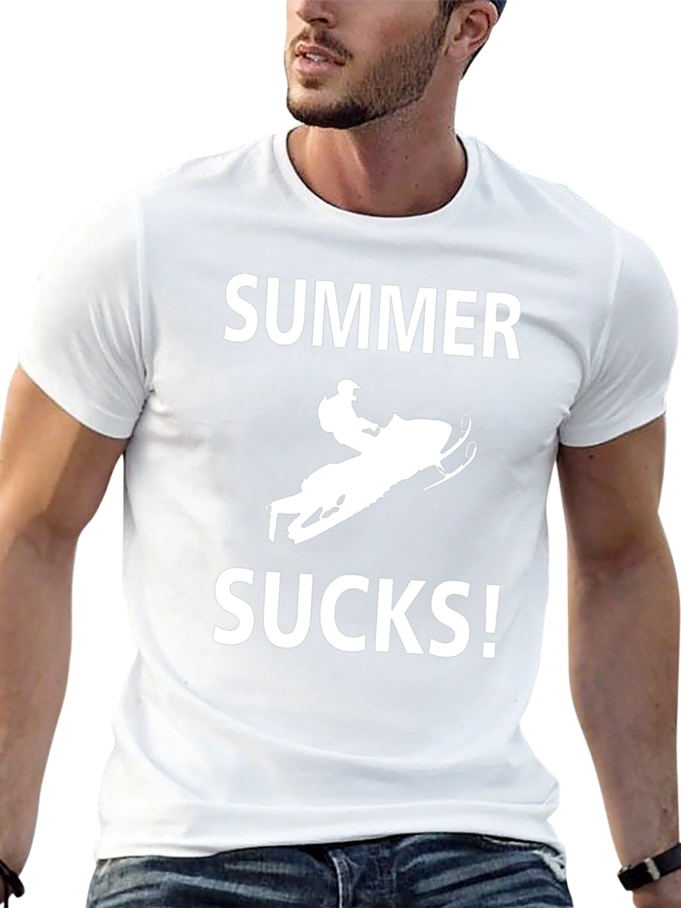 Summer Sucks Snowmobile T-Shirt - Black Cotton Tee