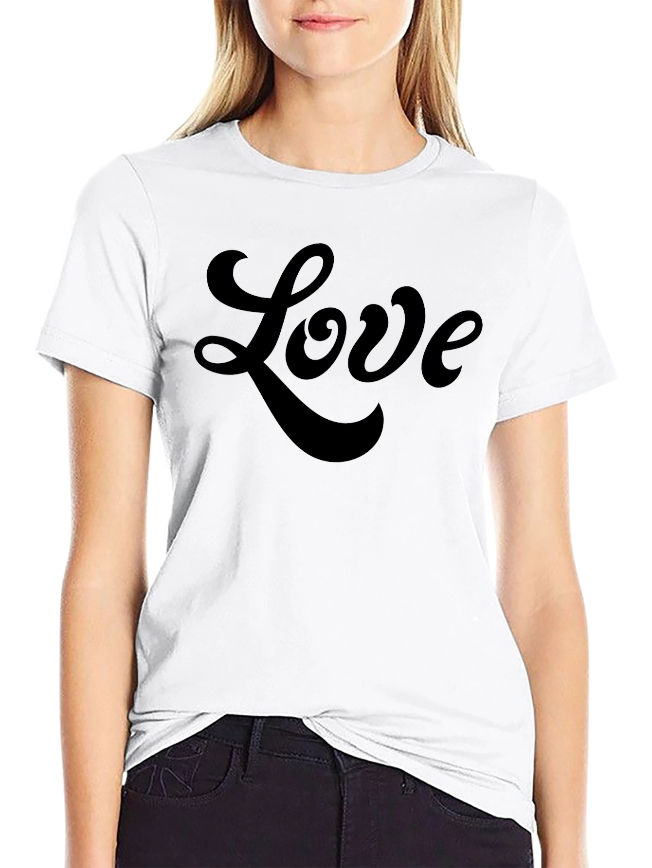 Love Script Black Tee Shirt - Stylish Casual Wear