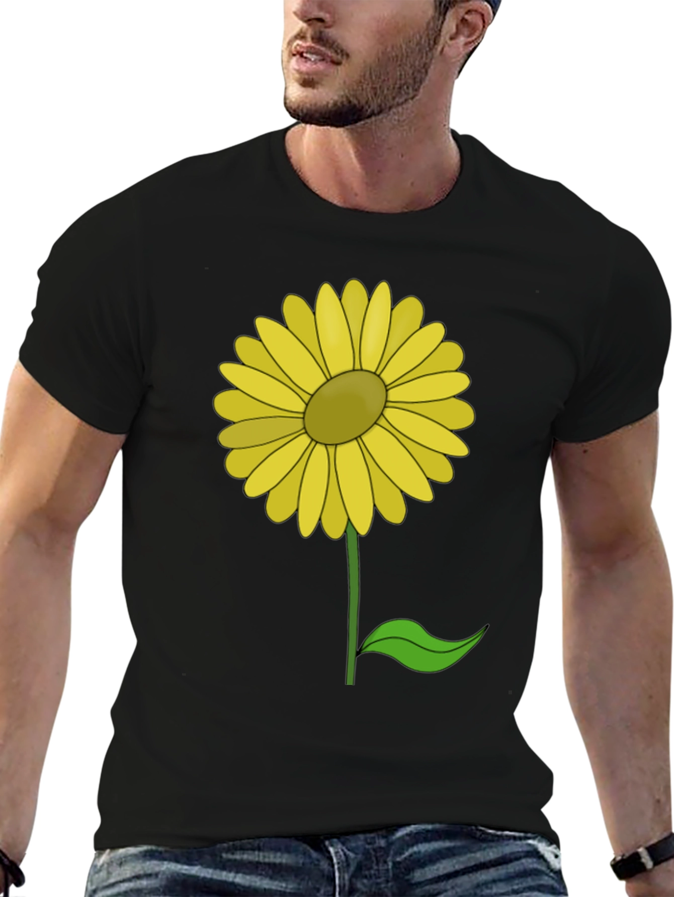 Sunflower Graphic Print Black T-Shirt