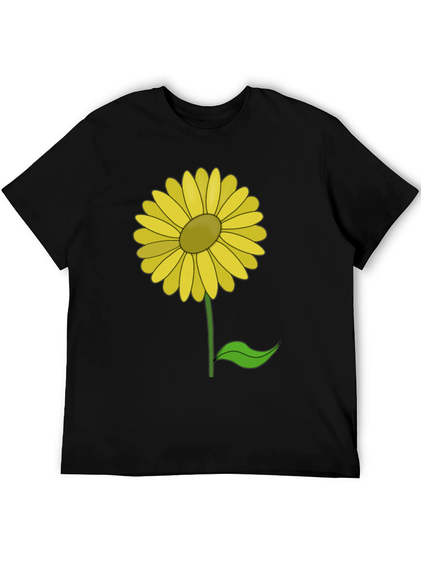 Sunflower Graphic Print Black T-Shirt