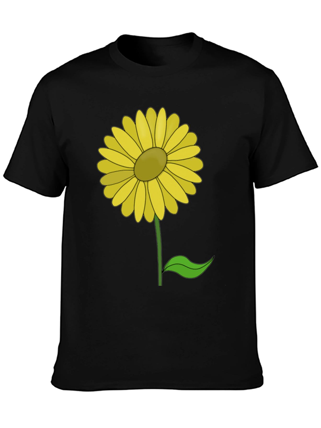Sunflower Graphic Print Black T-Shirt