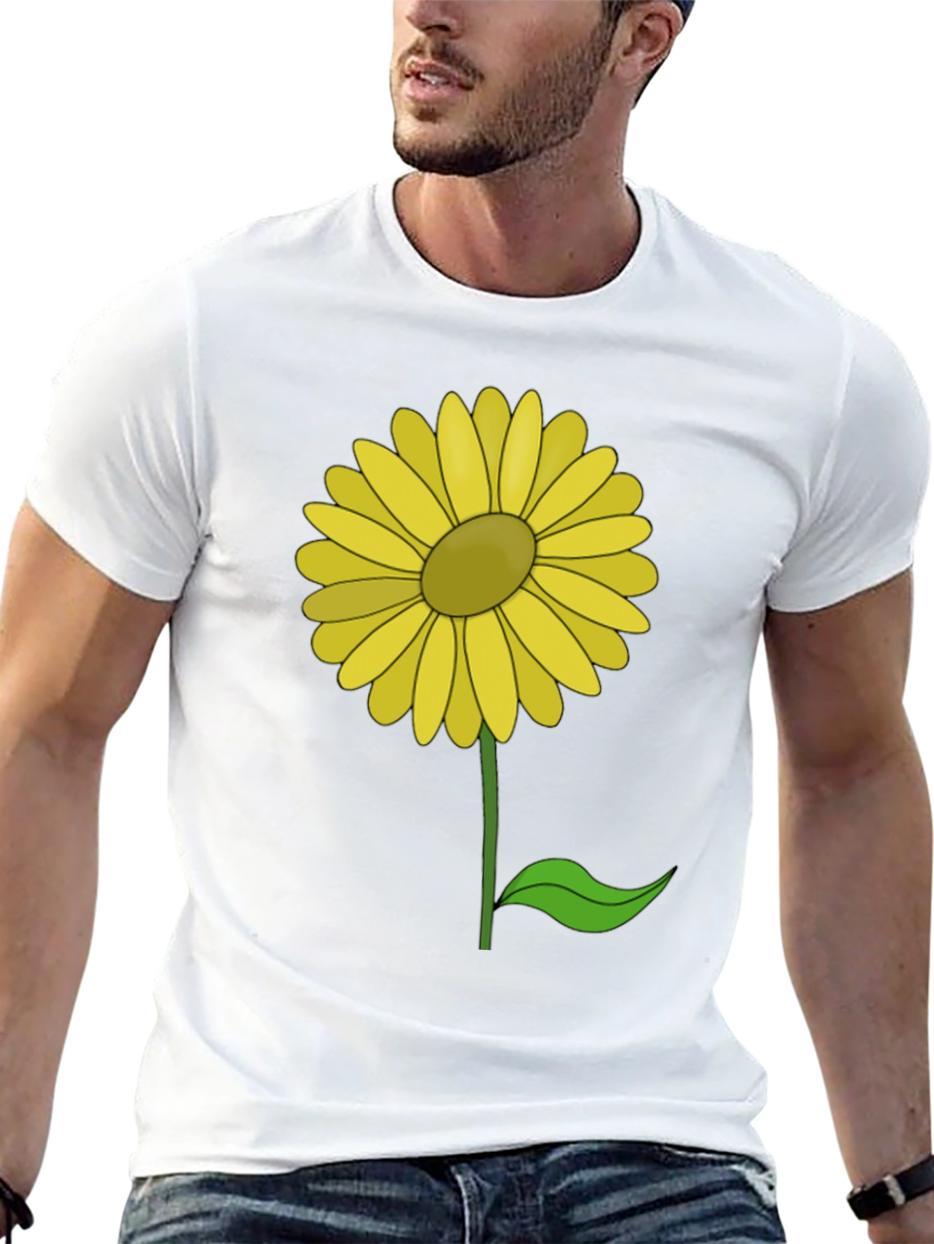 Sunflower Graphic Print Black T-Shirt