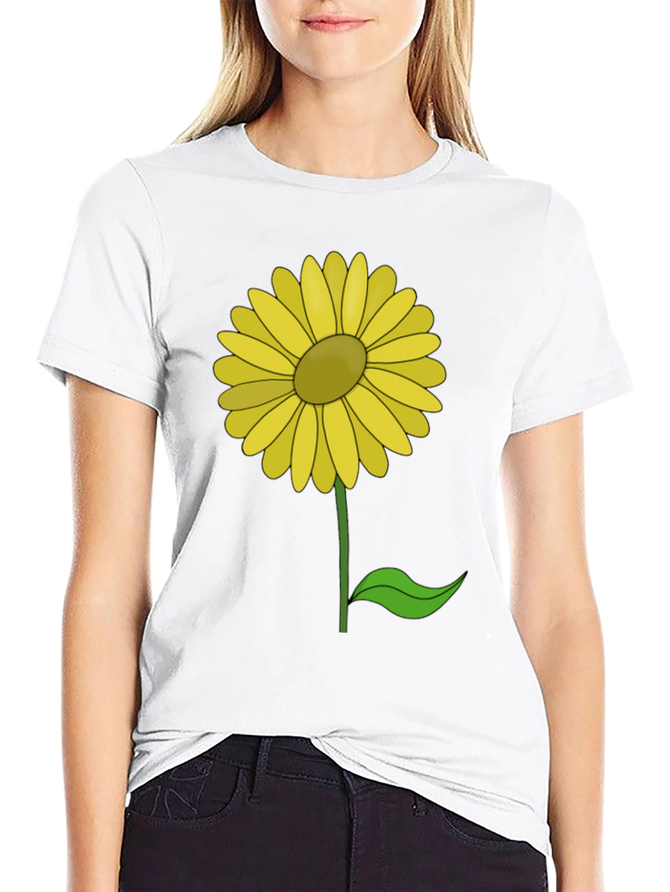 Sunflower Graphic Print Black T-Shirt