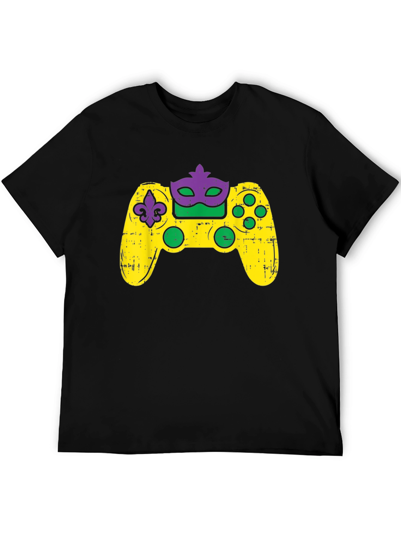 Gamer Mardi Gras Controller Graphic T-Shirt
