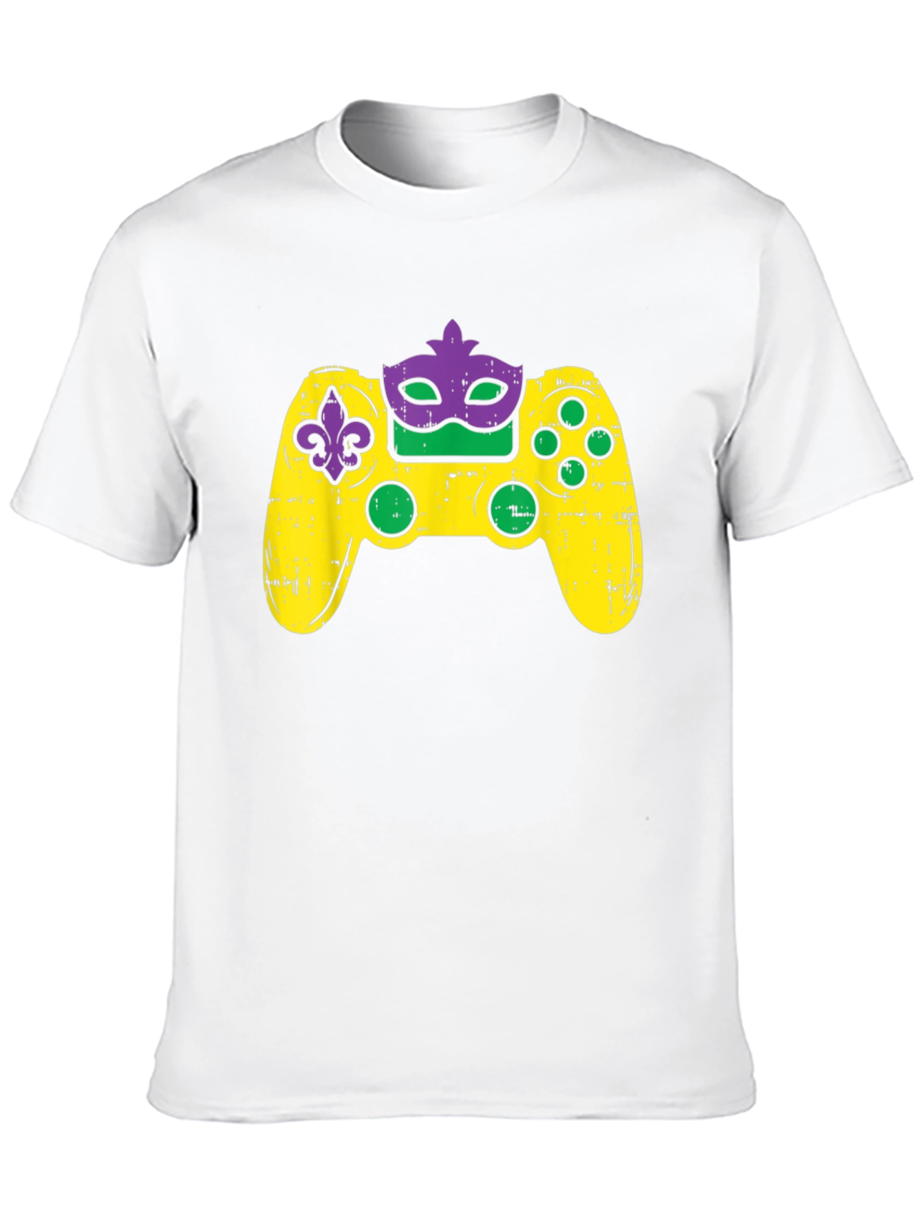 Gamer Mardi Gras Controller Graphic T-Shirt