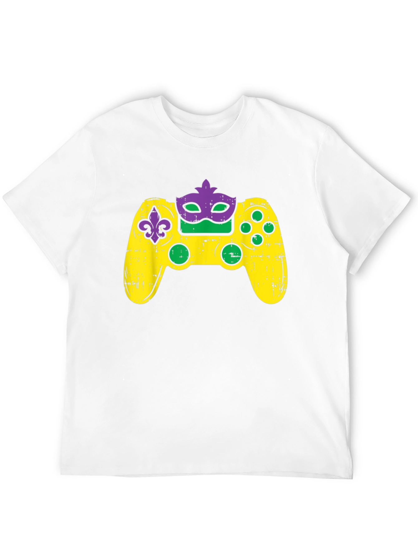 Gamer Mardi Gras Controller Graphic T-Shirt