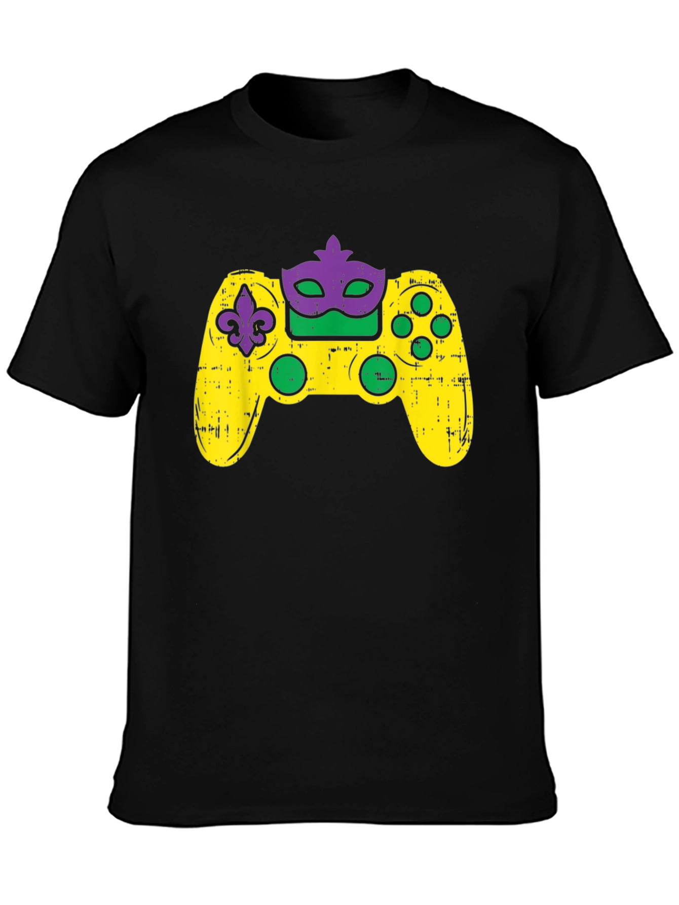 Gamer Mardi Gras Controller Graphic T-Shirt