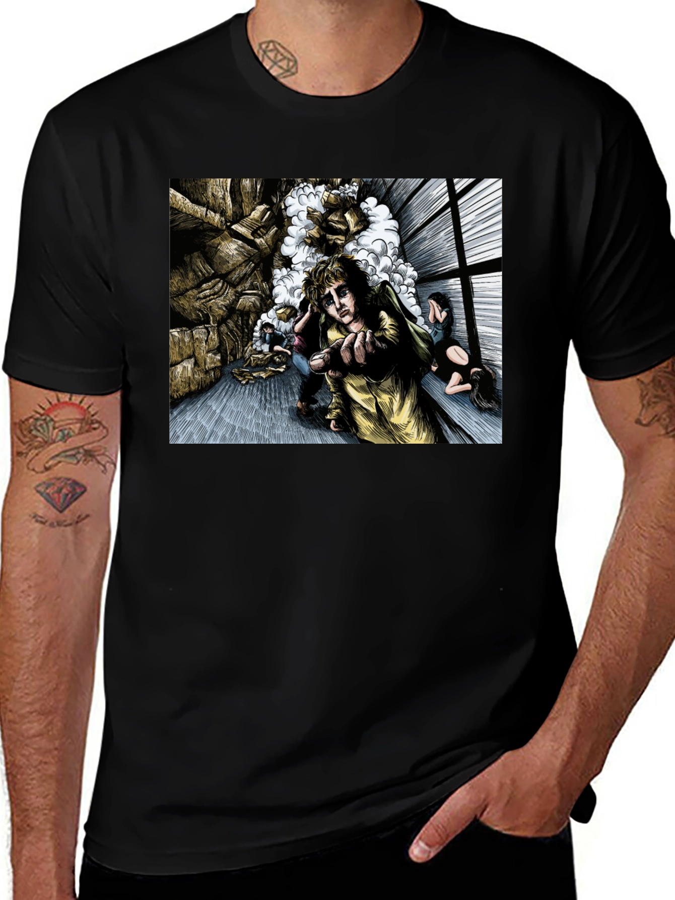 Surreal Graphic Print Black T-Shirt