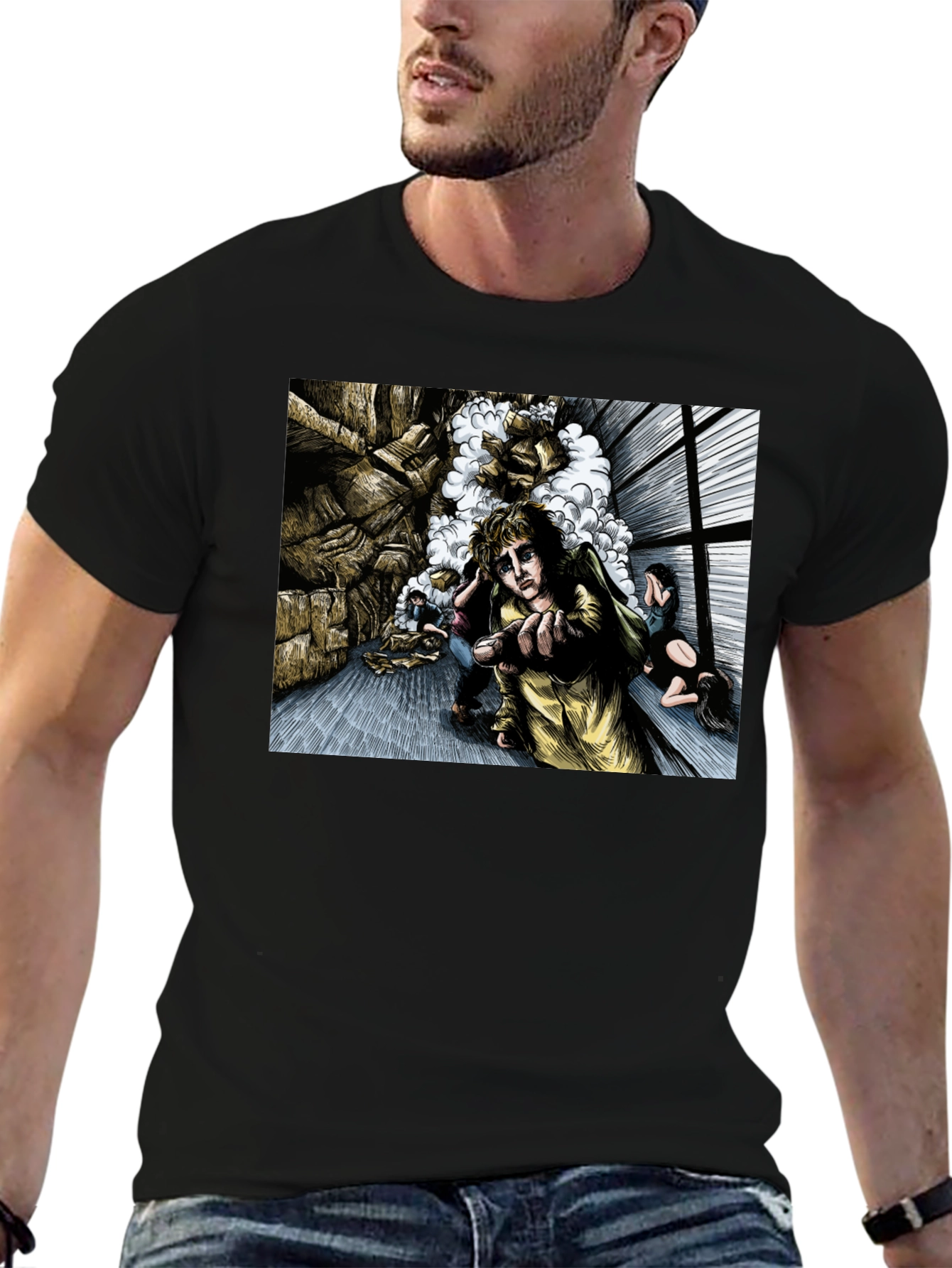 Surreal Graphic Print Black T-Shirt
