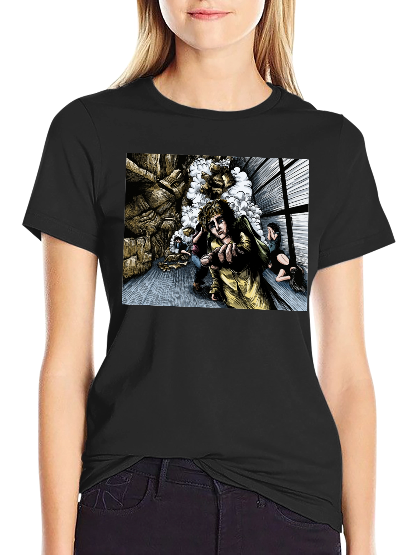 Surreal Graphic Print Black T-Shirt