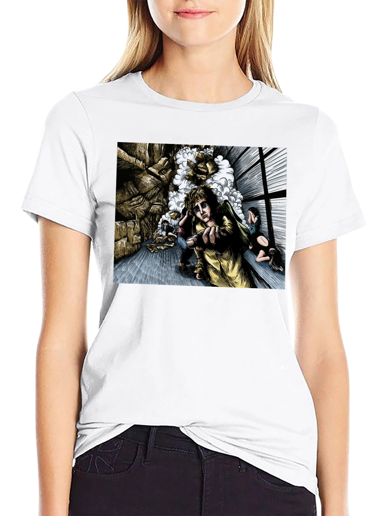 Surreal Graphic Print Black T-Shirt