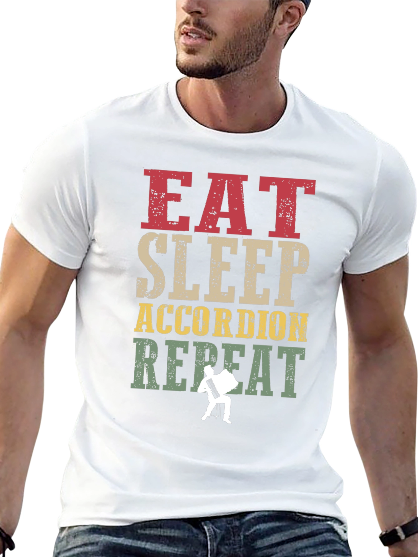 Eat Sleep Accordion Repeat Graphic T-Shirt