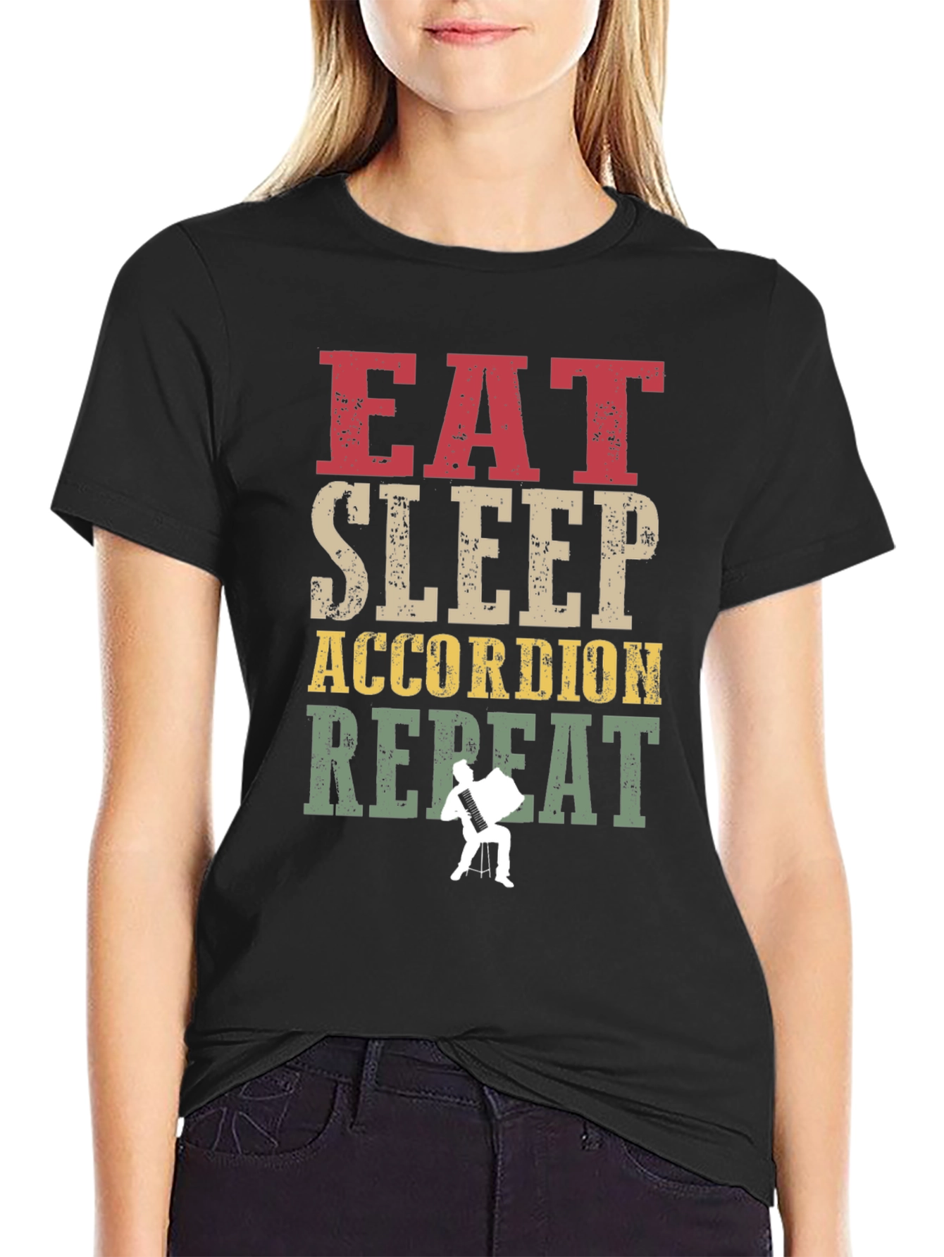 Eat Sleep Accordion Repeat Graphic T-Shirt