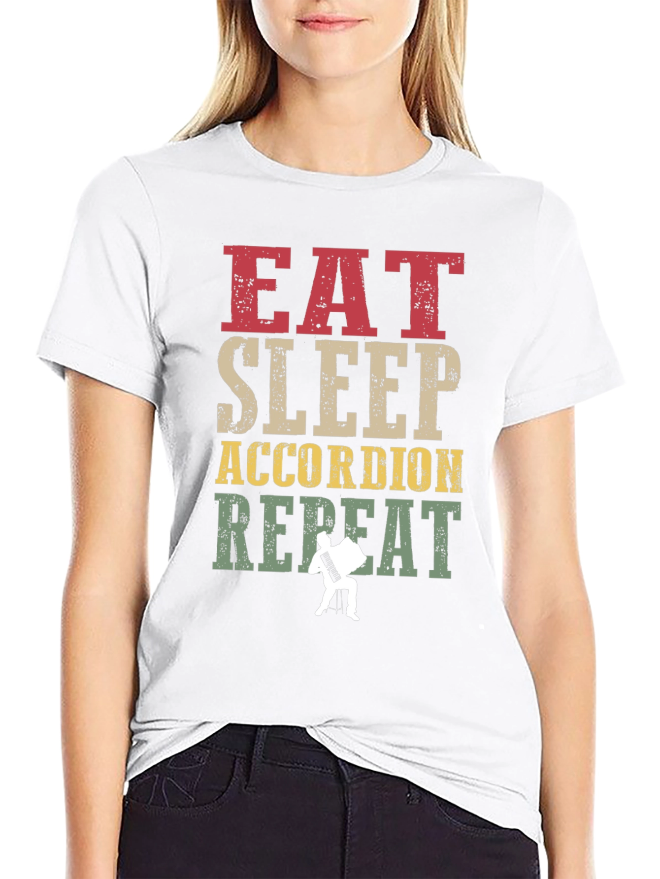 Eat Sleep Accordion Repeat Graphic T-Shirt