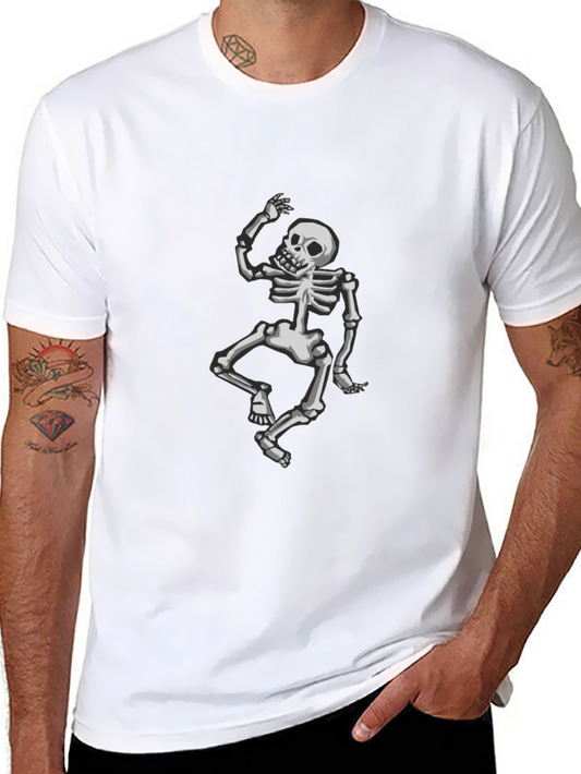 Dancing Skeleton Graphic Tee - Black Cotton T-Shirt