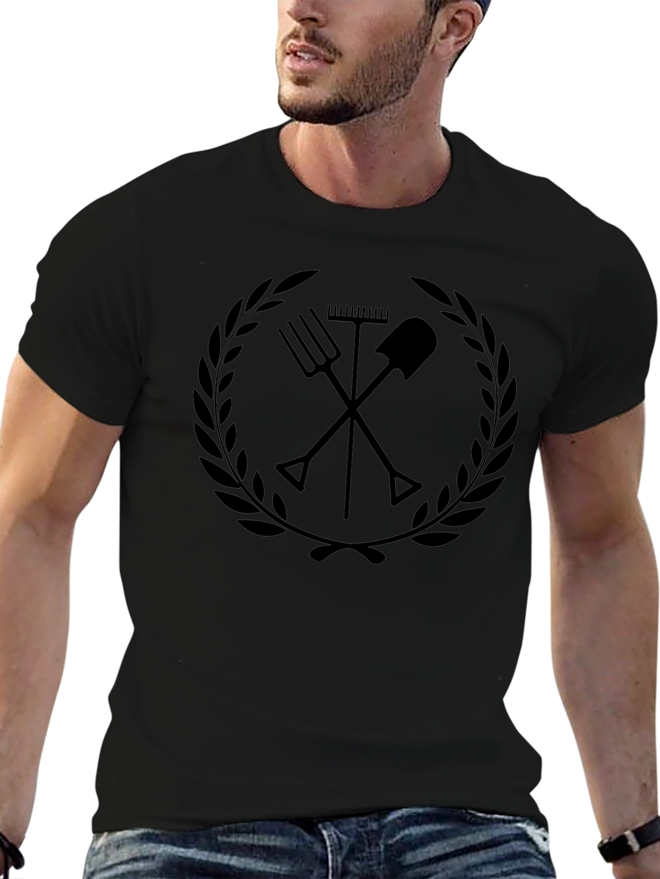 Gardeners Crest Graphic Tee - Black Cotton T-Shirt