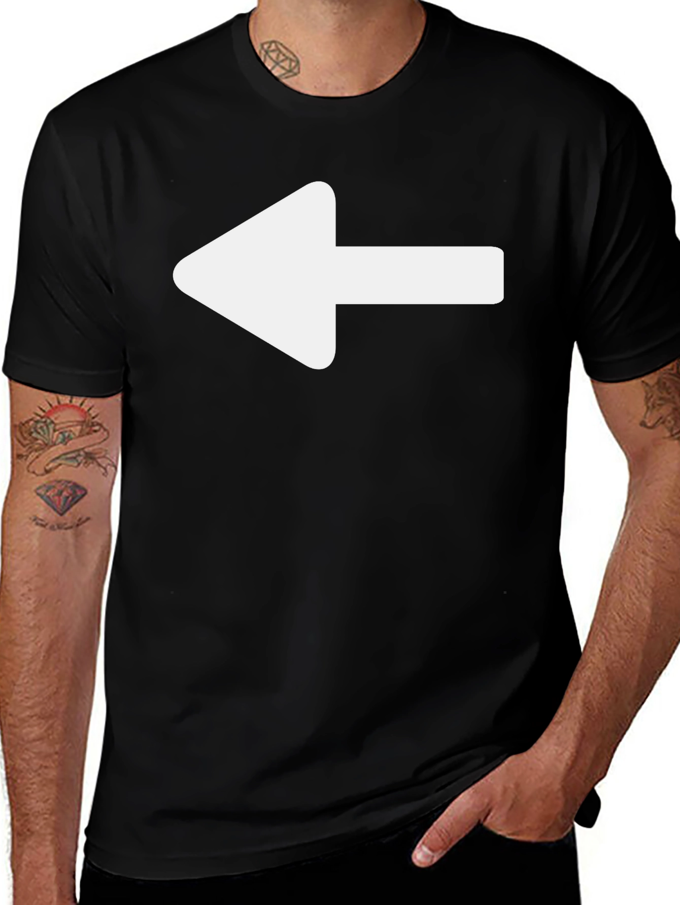 Left Arrow Graphic T-Shirt - Casual Black Tee