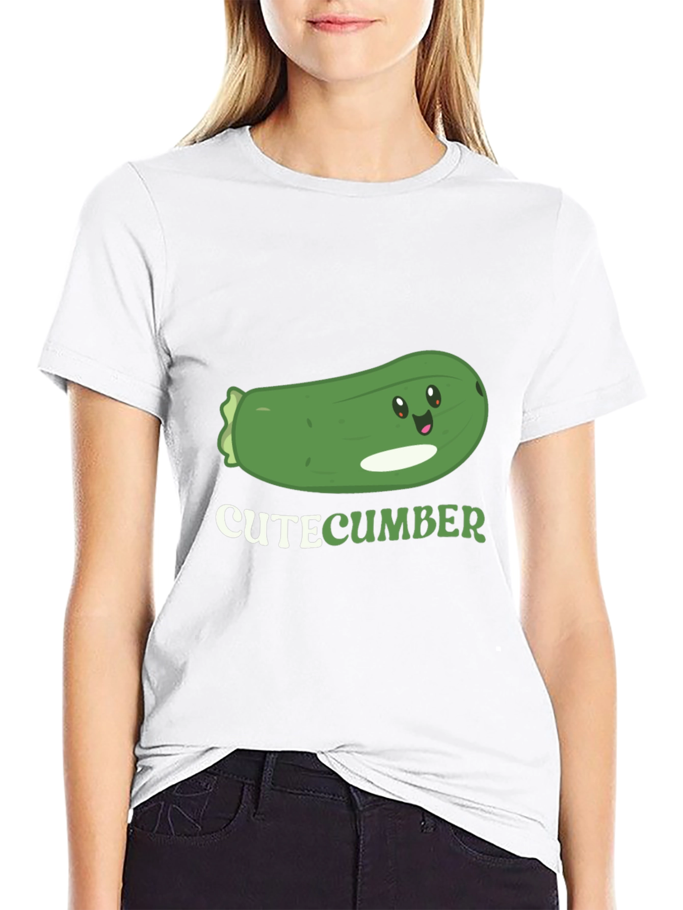 Cute Cucumber Graphic T-Shirt - Black Cotton Tee