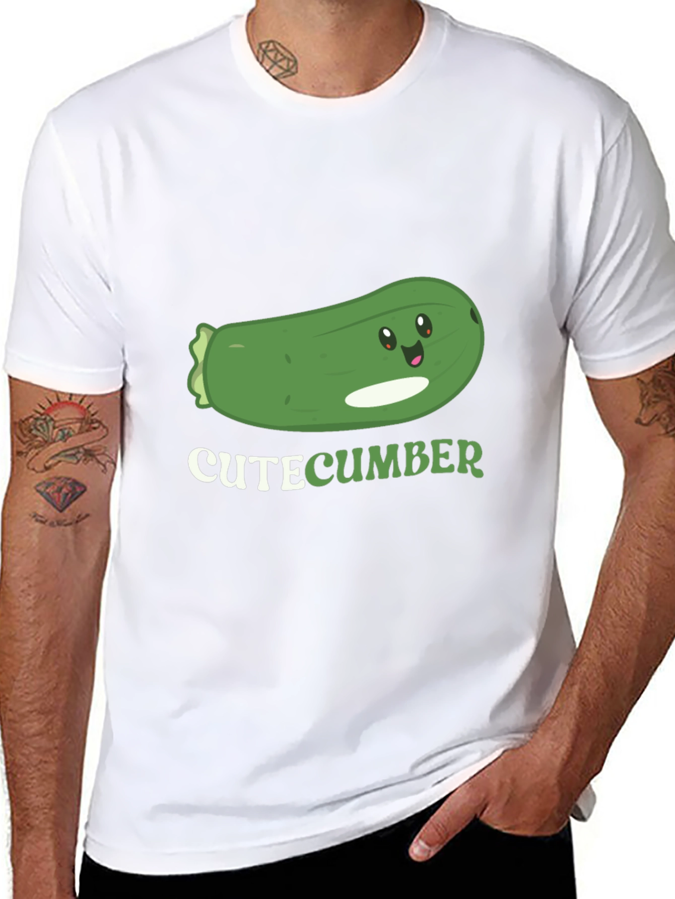 Cute Cucumber Graphic T-Shirt - Black Cotton Tee