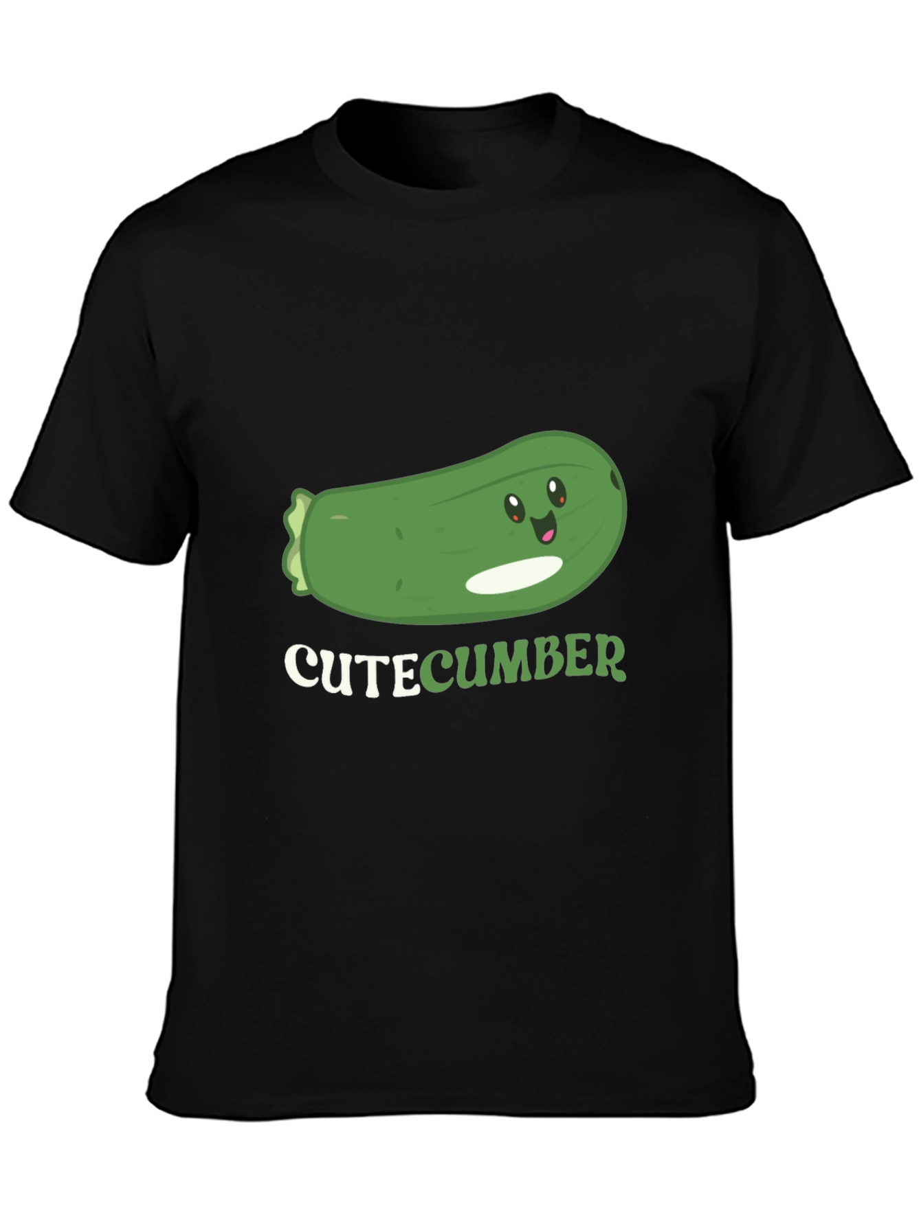 Cute Cucumber Graphic T-Shirt - Black Cotton Tee