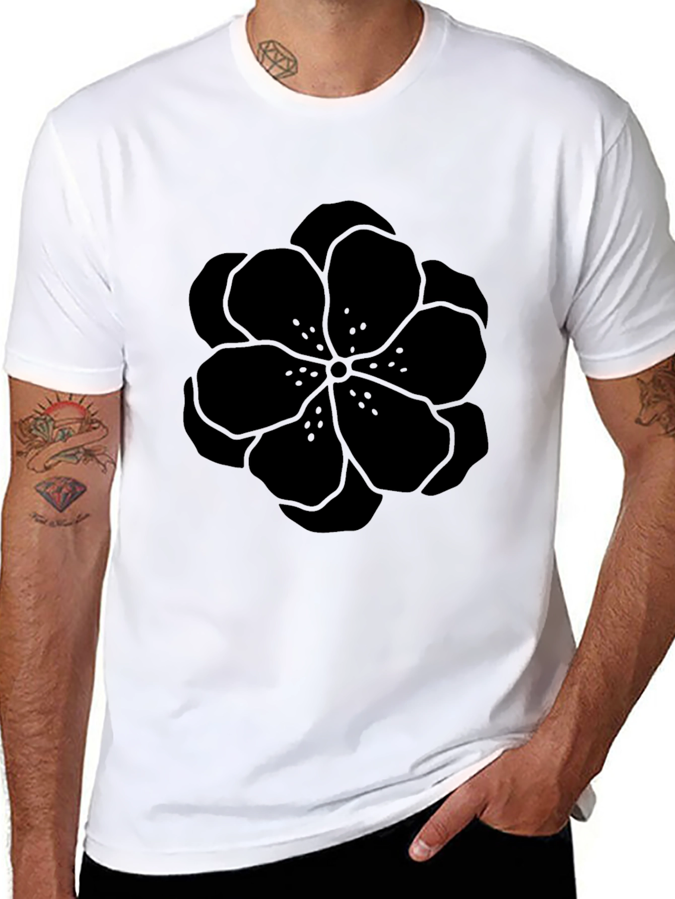Black Floral Graphic T-Shirt - Stylish Mens Apparel