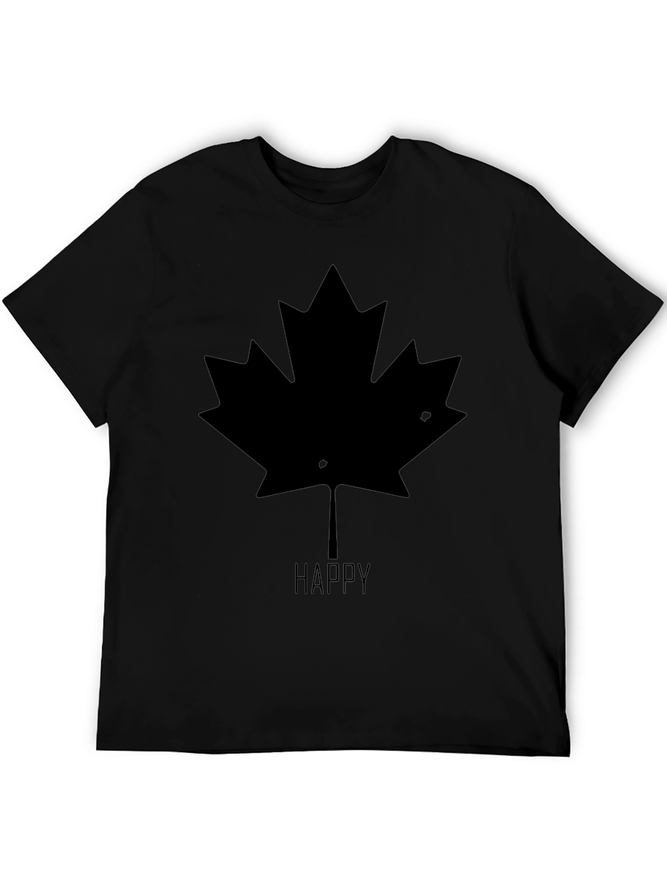 Happy Maple Leaf Graphic T-Shirt - Black