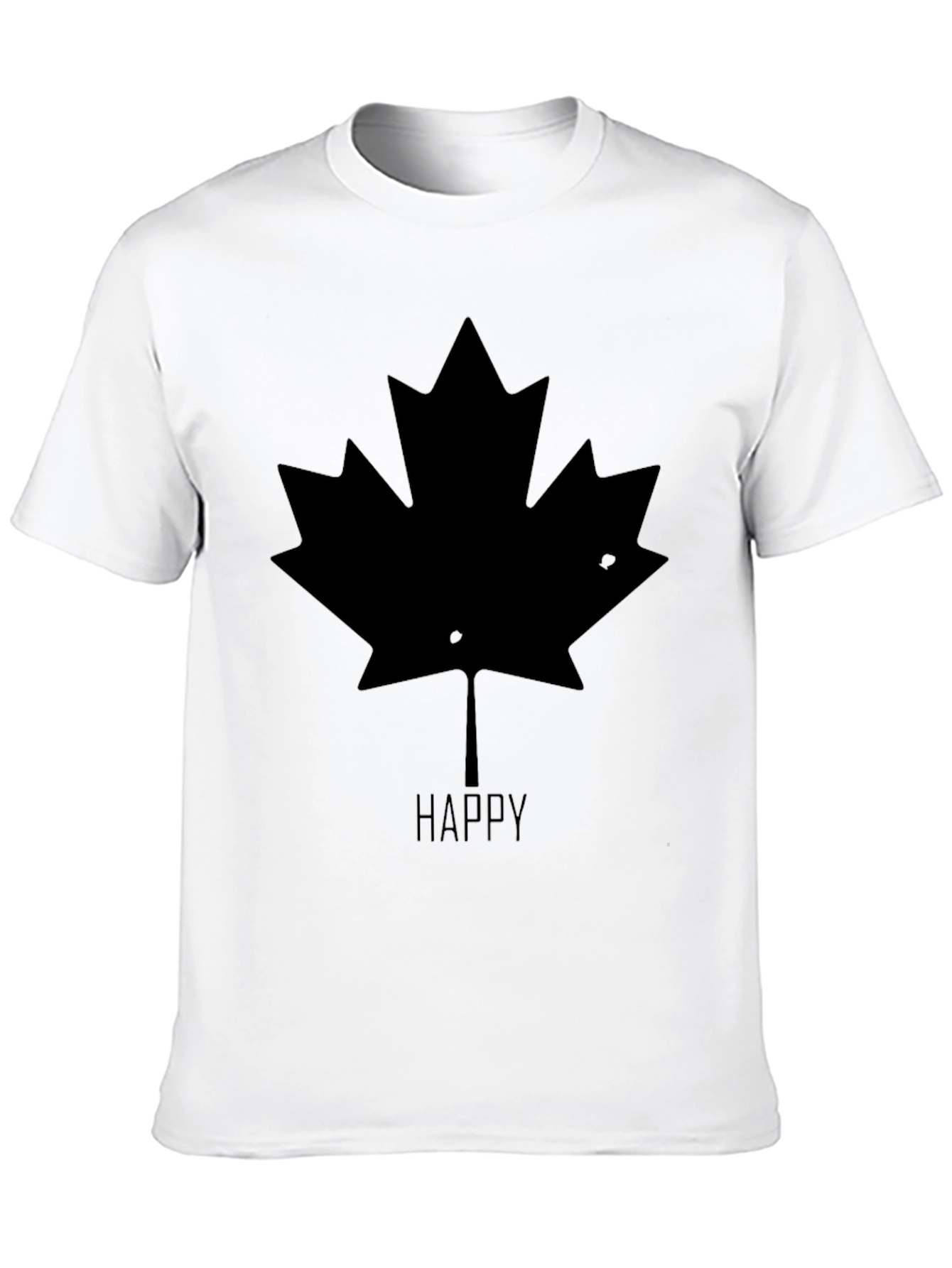Happy Maple Leaf Graphic T-Shirt - Black