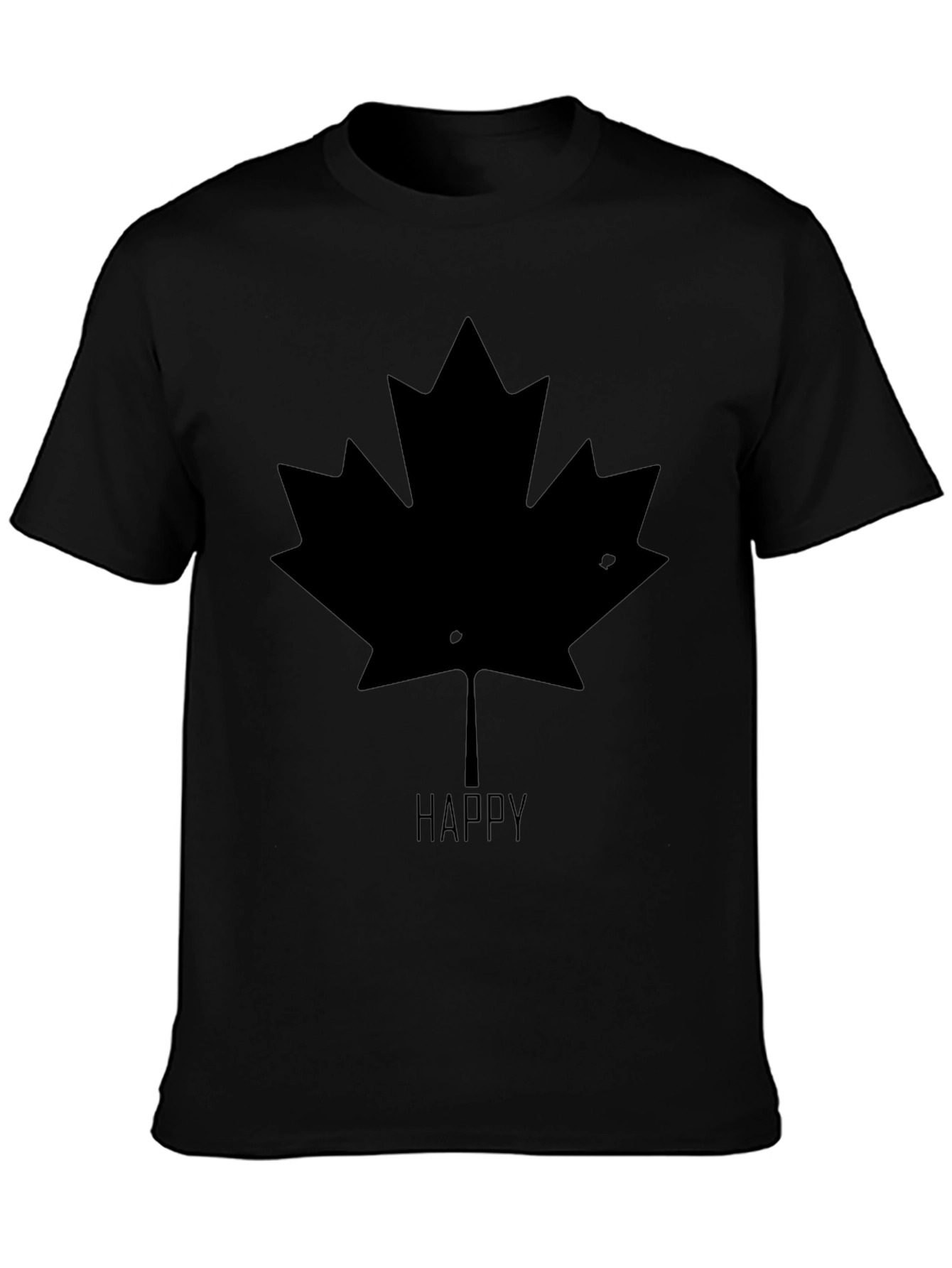 Happy Maple Leaf Graphic T-Shirt - Black