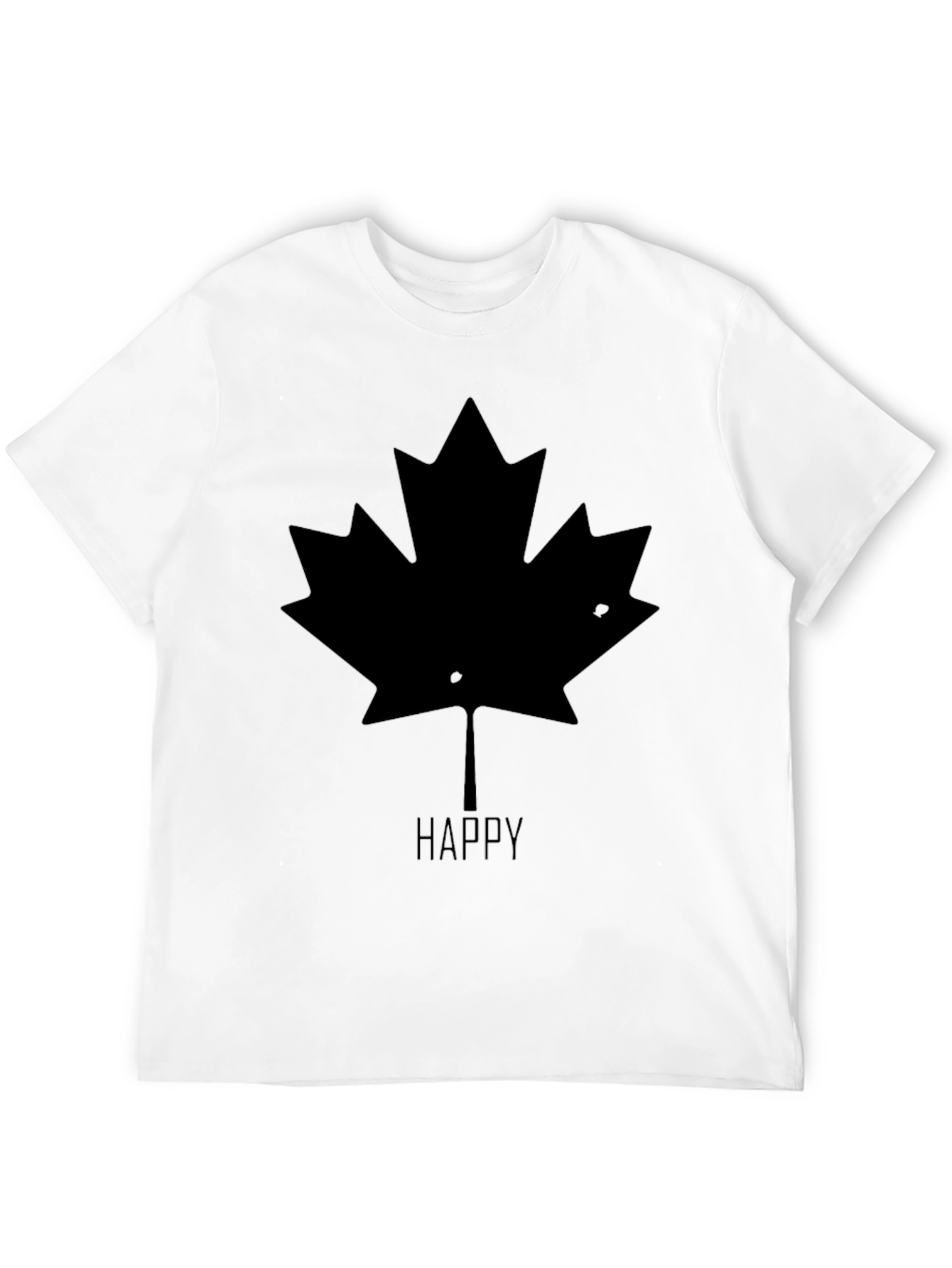 Happy Maple Leaf Graphic T-Shirt - Black