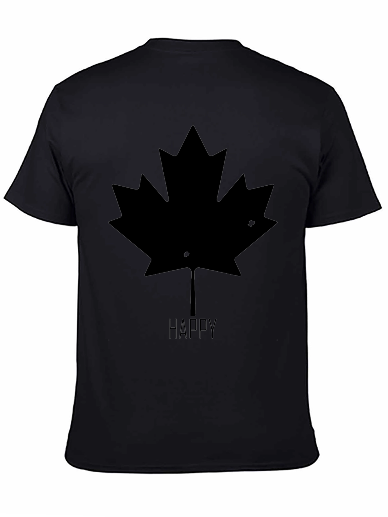 Happy Maple Leaf Graphic T-Shirt - Black
