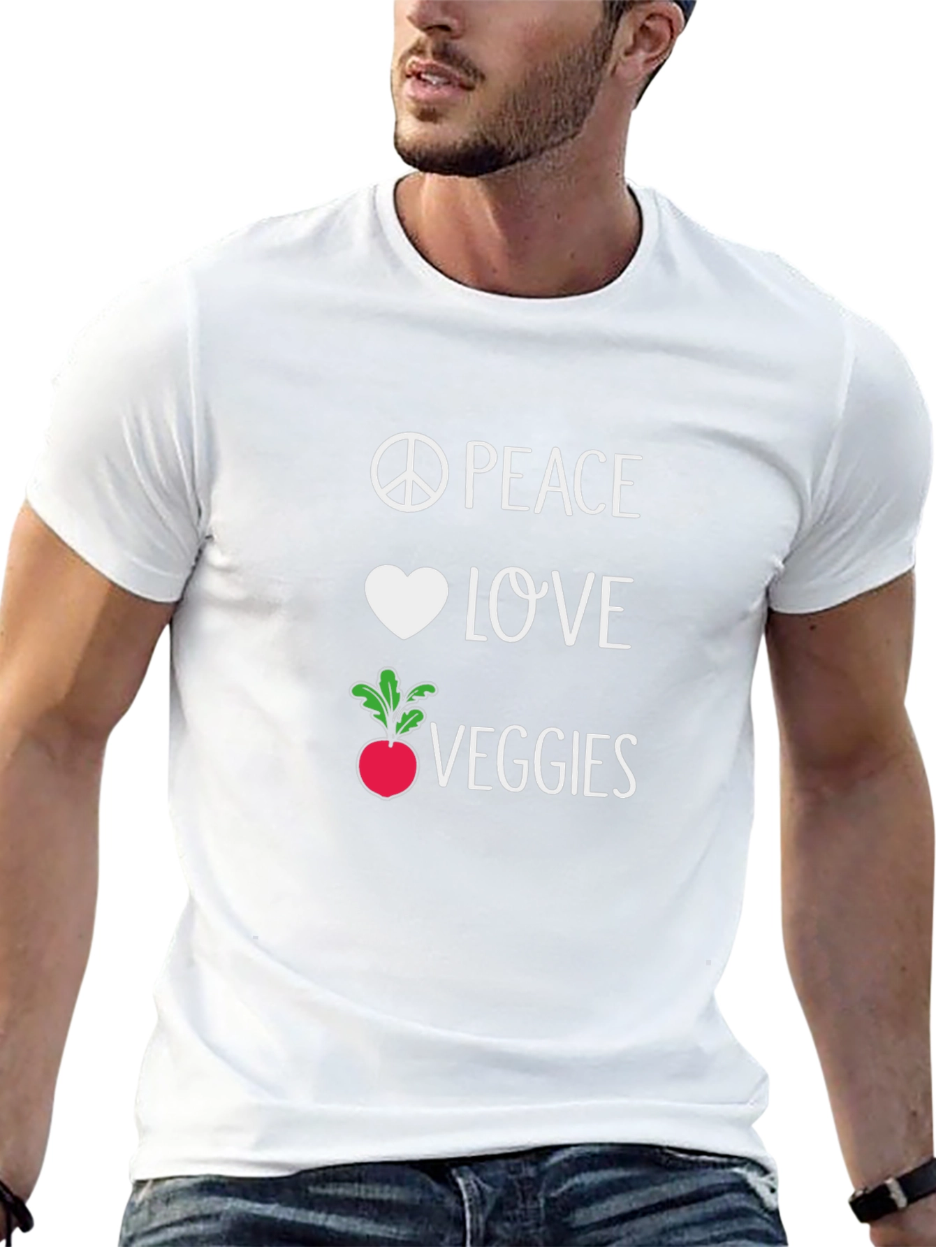 Peace Love Veggies Black T-Shirt