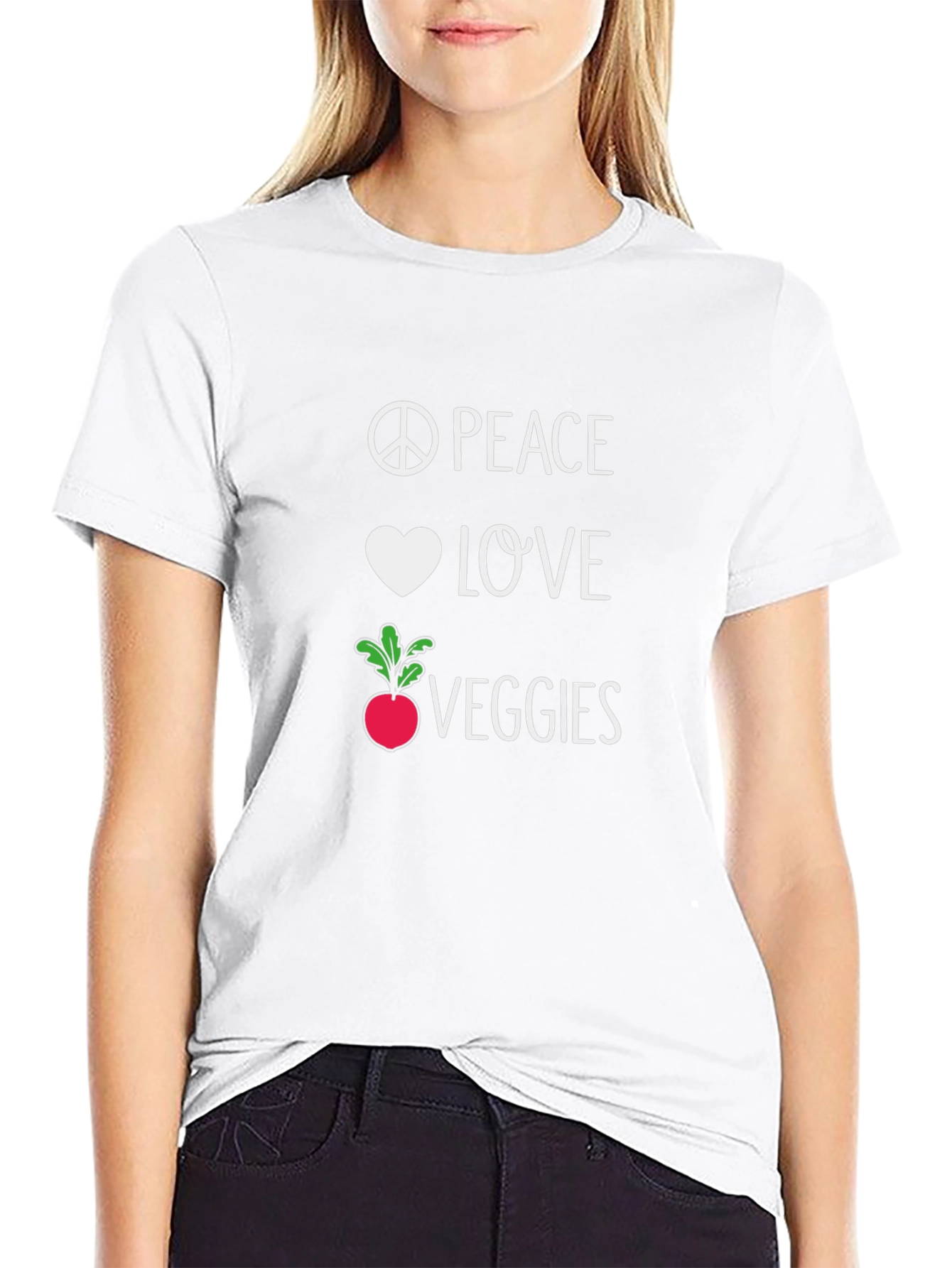 Peace Love Veggies Black T-Shirt