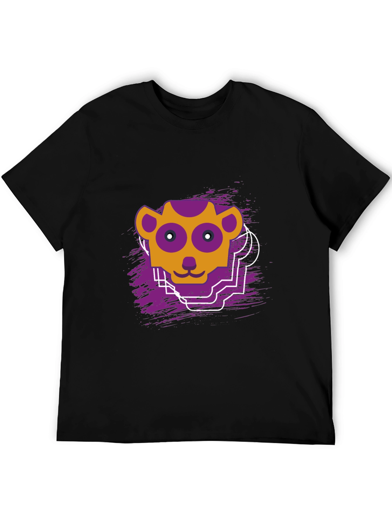Abstract Animal Graphic Black T-Shirt