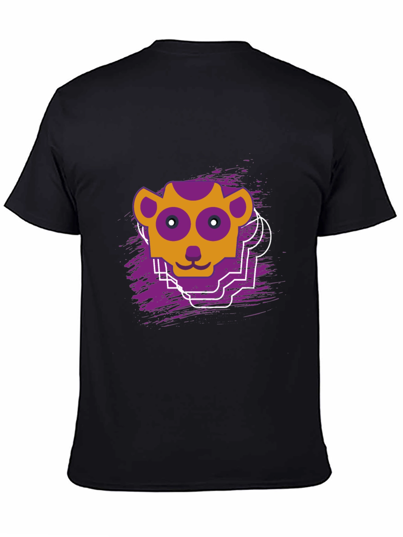 Abstract Animal Graphic Black T-Shirt
