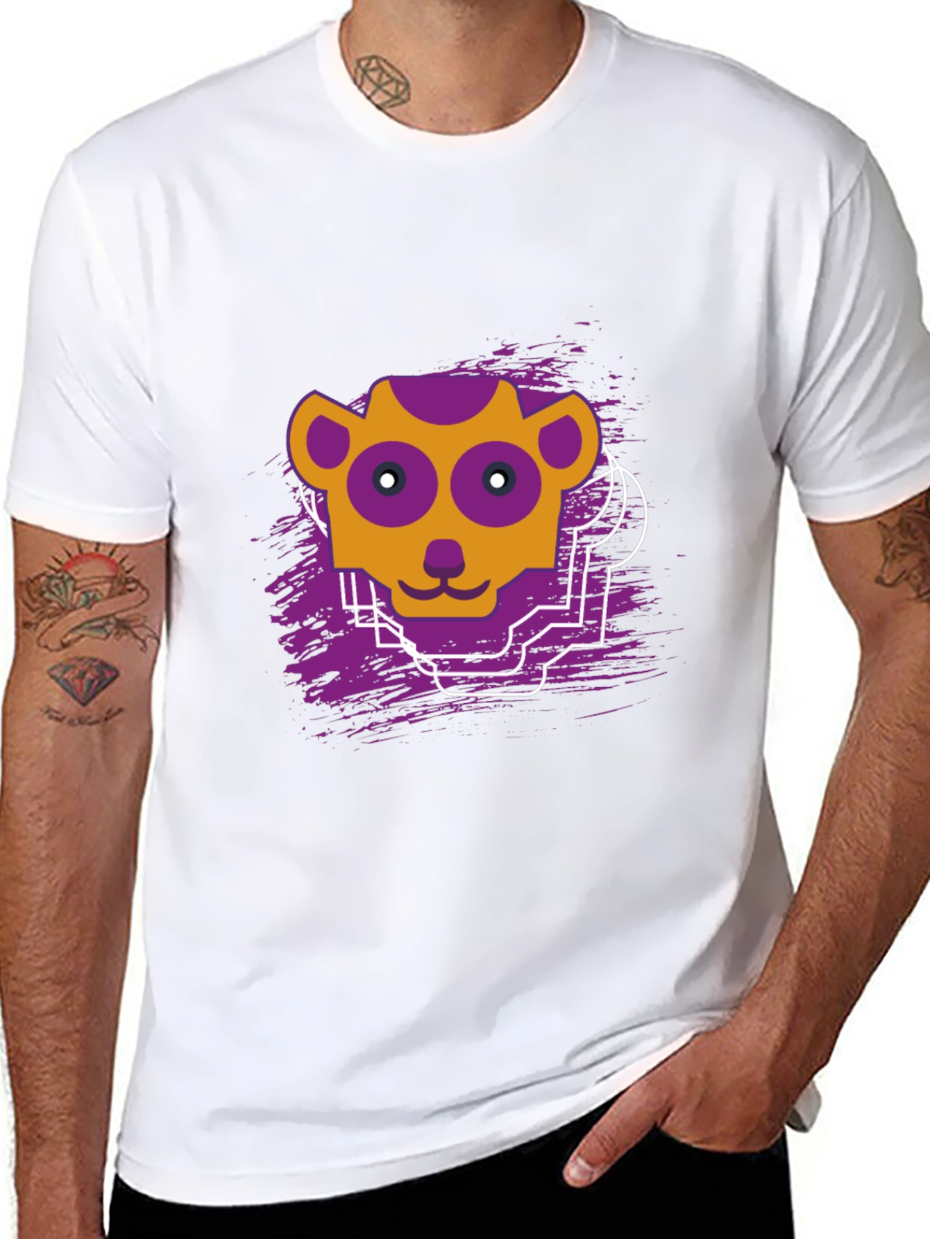 Abstract Animal Graphic Black T-Shirt