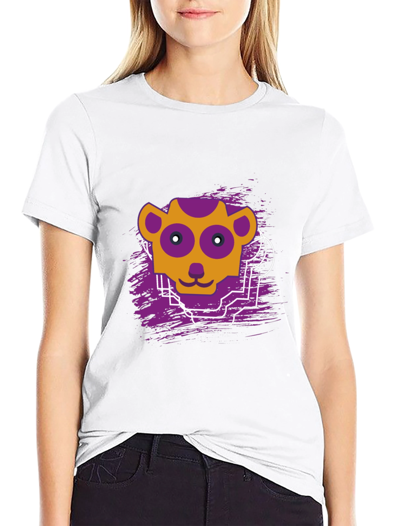 Abstract Animal Graphic Black T-Shirt