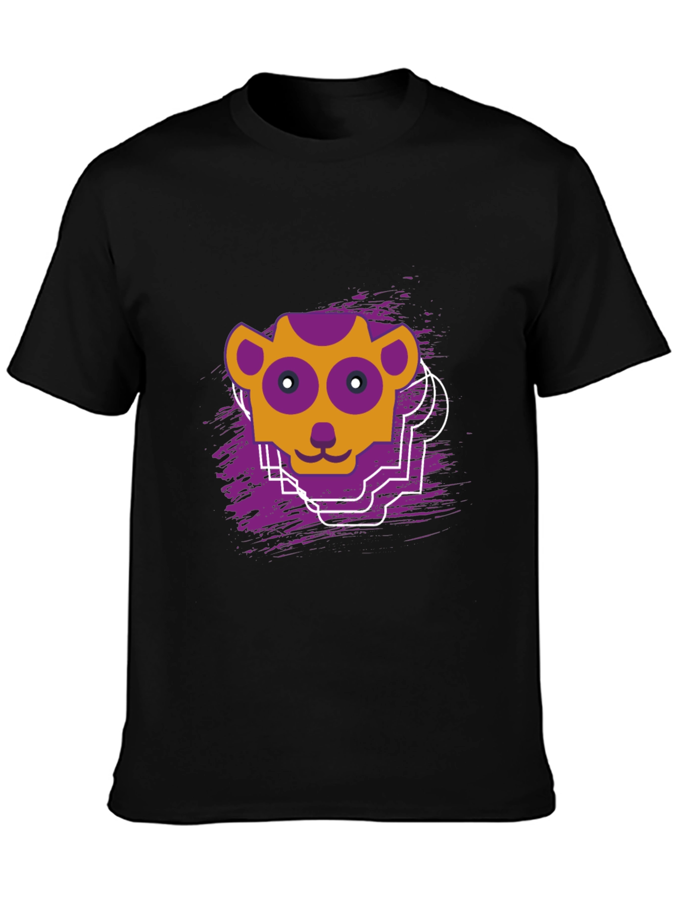 Abstract Animal Graphic Black T-Shirt