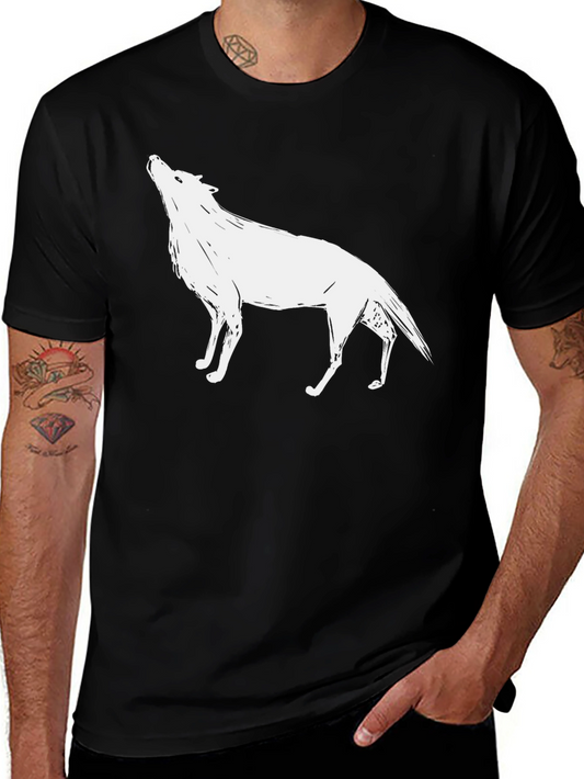 Black T-Shirt with Wolf Graphic