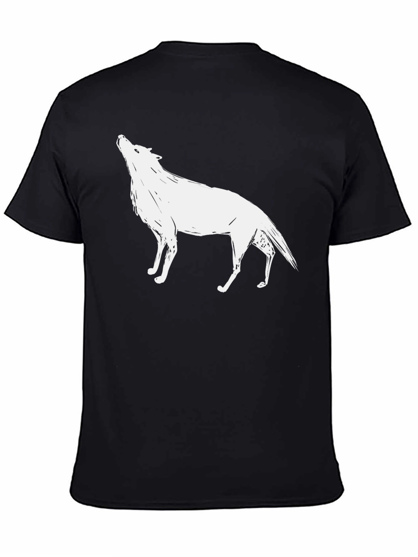 Black T-Shirt with Wolf Graphic